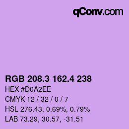 カラーコード: RGB 208.3 162.4 238 | qconv.com