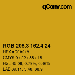 カラーコード: RGB 208.3 162.4 24 | qconv.com