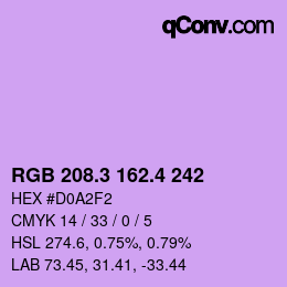 カラーコード: RGB 208.3 162.4 242 | qconv.com