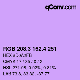 カラーコード: RGB 208.3 162.4 251 | qconv.com