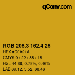 カラーコード: RGB 208.3 162.4 26 | qconv.com