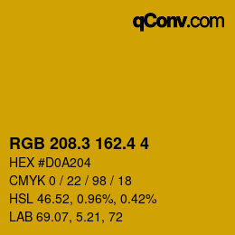 カラーコード: RGB 208.3 162.4 4 | qconv.com