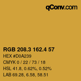 カラーコード: RGB 208.3 162.4 57 | qconv.com