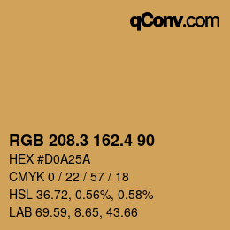 カラーコード: RGB 208.3 162.4 90 | qconv.com