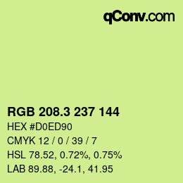 カラーコード: RGB 208.3 237 144 | qconv.com