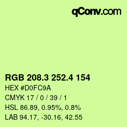 カラーコード: RGB 208.3 252.4 154 | qconv.com