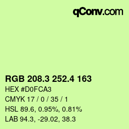カラーコード: RGB 208.3 252.4 163 | qconv.com