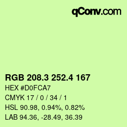 カラーコード: RGB 208.3 252.4 167 | qconv.com