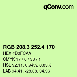 カラーコード: RGB 208.3 252.4 170 | qconv.com