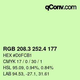 カラーコード: RGB 208.3 252.4 177 | qconv.com
