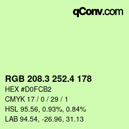 カラーコード: RGB 208.3 252.4 178 | qconv.com