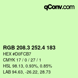 カラーコード: RGB 208.3 252.4 183 | qconv.com