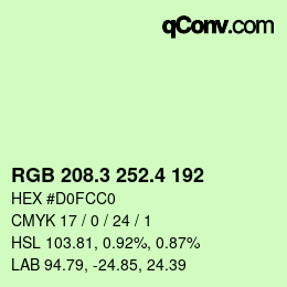 カラーコード: RGB 208.3 252.4 192 | qconv.com