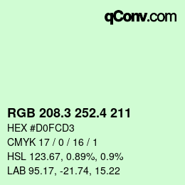 カラーコード: RGB 208.3 252.4 211 | qconv.com