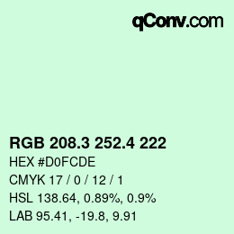 カラーコード: RGB 208.3 252.4 222 | qconv.com