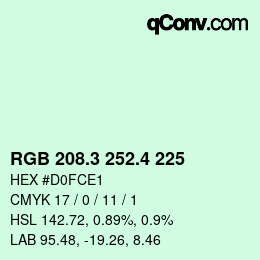 カラーコード: RGB 208.3 252.4 225 | qconv.com