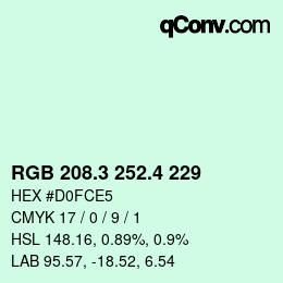 カラーコード: RGB 208.3 252.4 229 | qconv.com