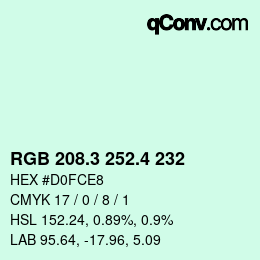 カラーコード: RGB 208.3 252.4 232 | qconv.com