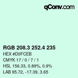 カラーコード: RGB 208.3 252.4 235 | qconv.com