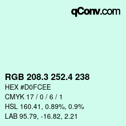 カラーコード: RGB 208.3 252.4 238 | qconv.com