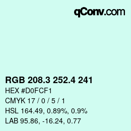 カラーコード: RGB 208.3 252.4 241 | qconv.com
