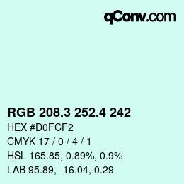 カラーコード: RGB 208.3 252.4 242 | qconv.com