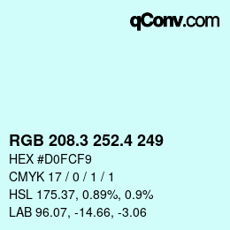カラーコード: RGB 208.3 252.4 249 | qconv.com