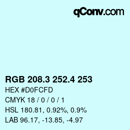 カラーコード: RGB 208.3 252.4 253 | qconv.com