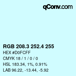 カラーコード: RGB 208.3 252.4 255 | qconv.com