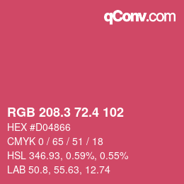 カラーコード: RGB 208.3 72.4 102 | qconv.com