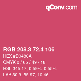 カラーコード: RGB 208.3 72.4 106 | qconv.com