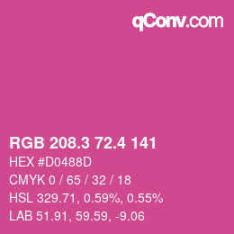 カラーコード: RGB 208.3 72.4 141 | qconv.com
