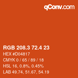 カラーコード: RGB 208.3 72.4 23 | qconv.com