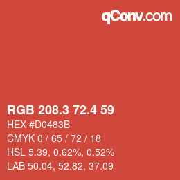 カラーコード: RGB 208.3 72.4 59 | qconv.com