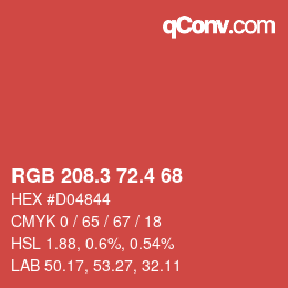 カラーコード: RGB 208.3 72.4 68 | qconv.com