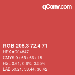 カラーコード: RGB 208.3 72.4 71 | qconv.com