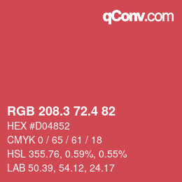 カラーコード: RGB 208.3 72.4 82 | qconv.com