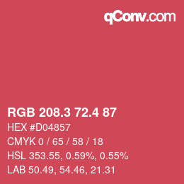 カラーコード: RGB 208.3 72.4 87 | qconv.com