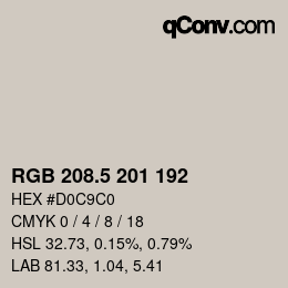 Farbcode: RGB 208.5 201 192 | qconv.com