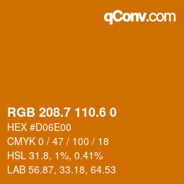 カラーコード: RGB 208.7 110.6 0 | qconv.com