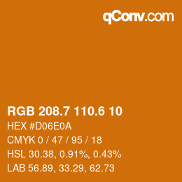 カラーコード: RGB 208.7 110.6 10 | qconv.com