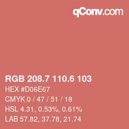 カラーコード: RGB 208.7 110.6 103 | qconv.com