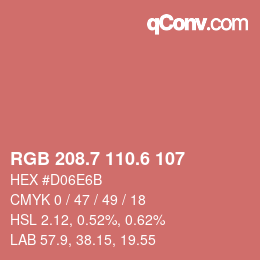 カラーコード: RGB 208.7 110.6 107 | qconv.com