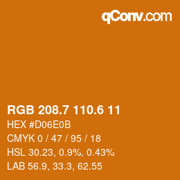 カラーコード: RGB 208.7 110.6 11 | qconv.com