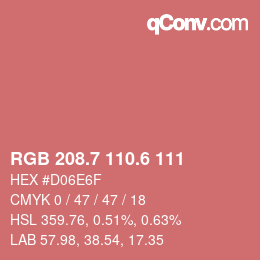 カラーコード: RGB 208.7 110.6 111 | qconv.com