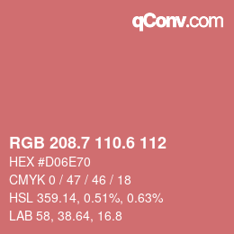 カラーコード: RGB 208.7 110.6 112 | qconv.com
