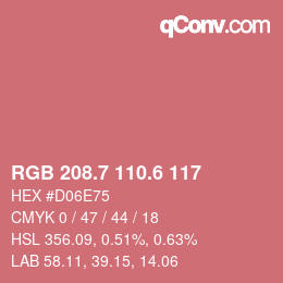 カラーコード: RGB 208.7 110.6 117 | qconv.com