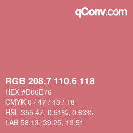カラーコード: RGB 208.7 110.6 118 | qconv.com