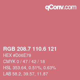 カラーコード: RGB 208.7 110.6 121 | qconv.com