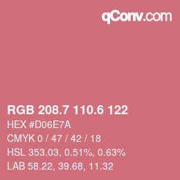 カラーコード: RGB 208.7 110.6 122 | qconv.com